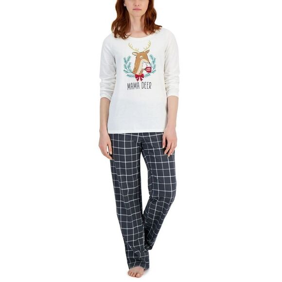 Family Pajamas Mama Deer Mix It Grey Plaid Matching Family Pyjamas Set Size XXL - Picture 1 of 4